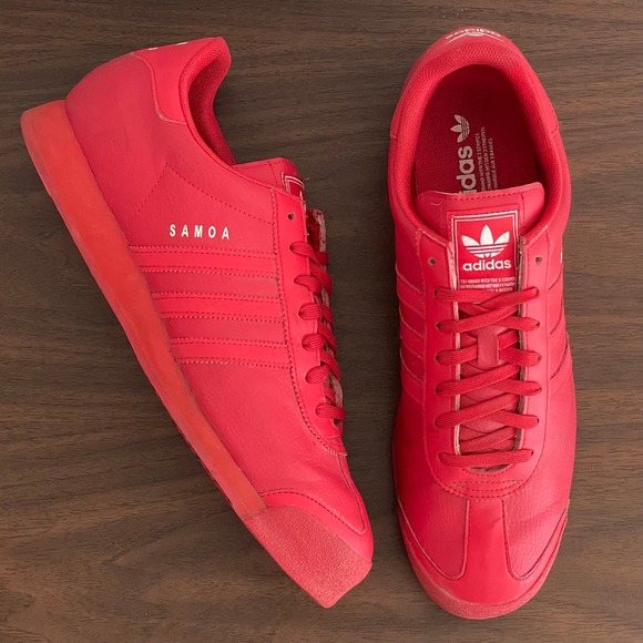 adidas Originals SAMOA Mens 13 Poppy Red Retro Athletic Sneakers Low Casual - Picture 1 of 10